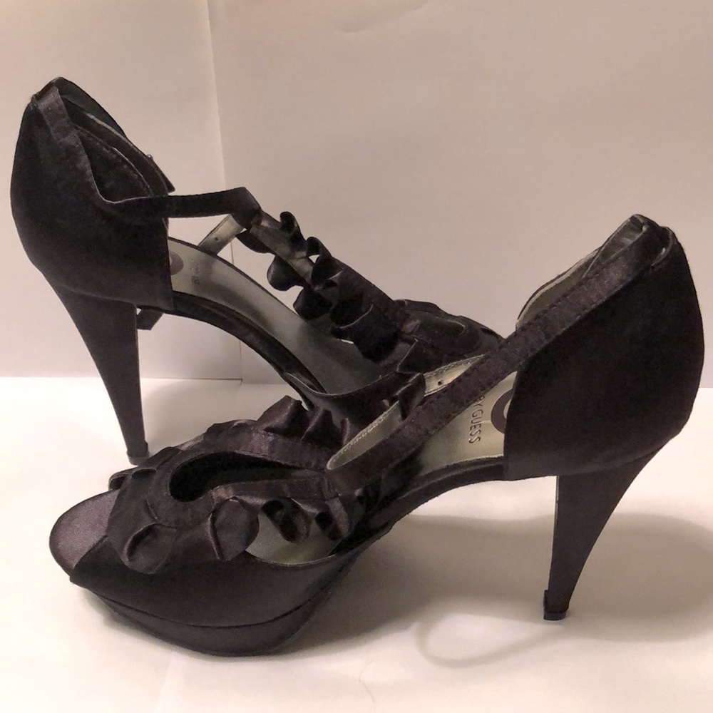 Black satin Guess heels size 8.5